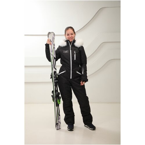 фото Комбинезон для сноубординга, зимний, силуэт прямой, карманы, капюшон, мембранный, размер 42-164, черный sunenergy+