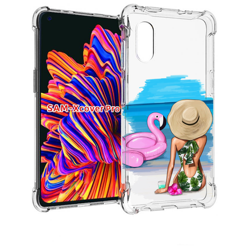 Чехол MyPads Девушка-и-фламинго женский для Samsung Galaxy Xcover Pro 1 задняя-панель-накладка-бампер