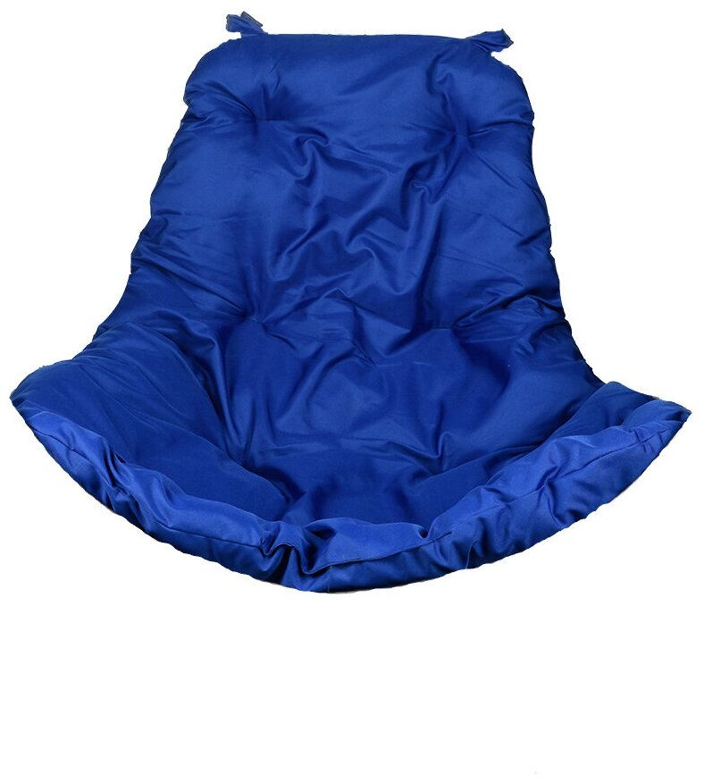Подвесное кресло "Капля", цвет плетения коричневый, подушка синий, каркас коричневый - фотография № 2
