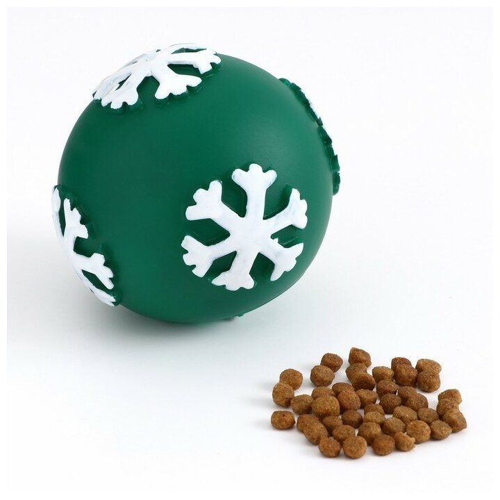 Игрушка-шар под лакомства Пижон "Снежинка", 8 см, зеленая - фотография № 5