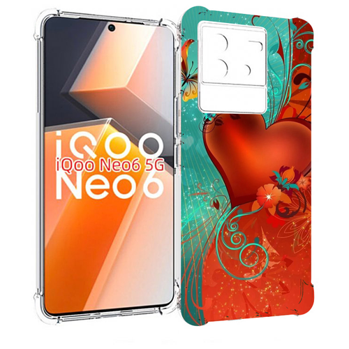 Чехол MyPads красивые-яркие-сердечки для Vivo iQoo Neo 6 5G задняя-панель-накладка-бампер