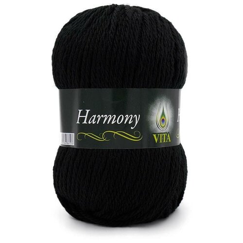 Пряжа Vita Harmony (Гармония) 6302 черный 45% шерсть, 55% акрил 100г 110м 5шт