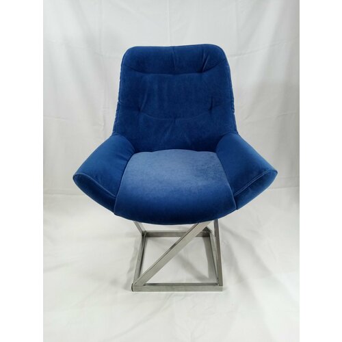 Стул Лофт Grand Антикоготь флок синий (морской), каркас серый металлик (высота сиденья 48 см)