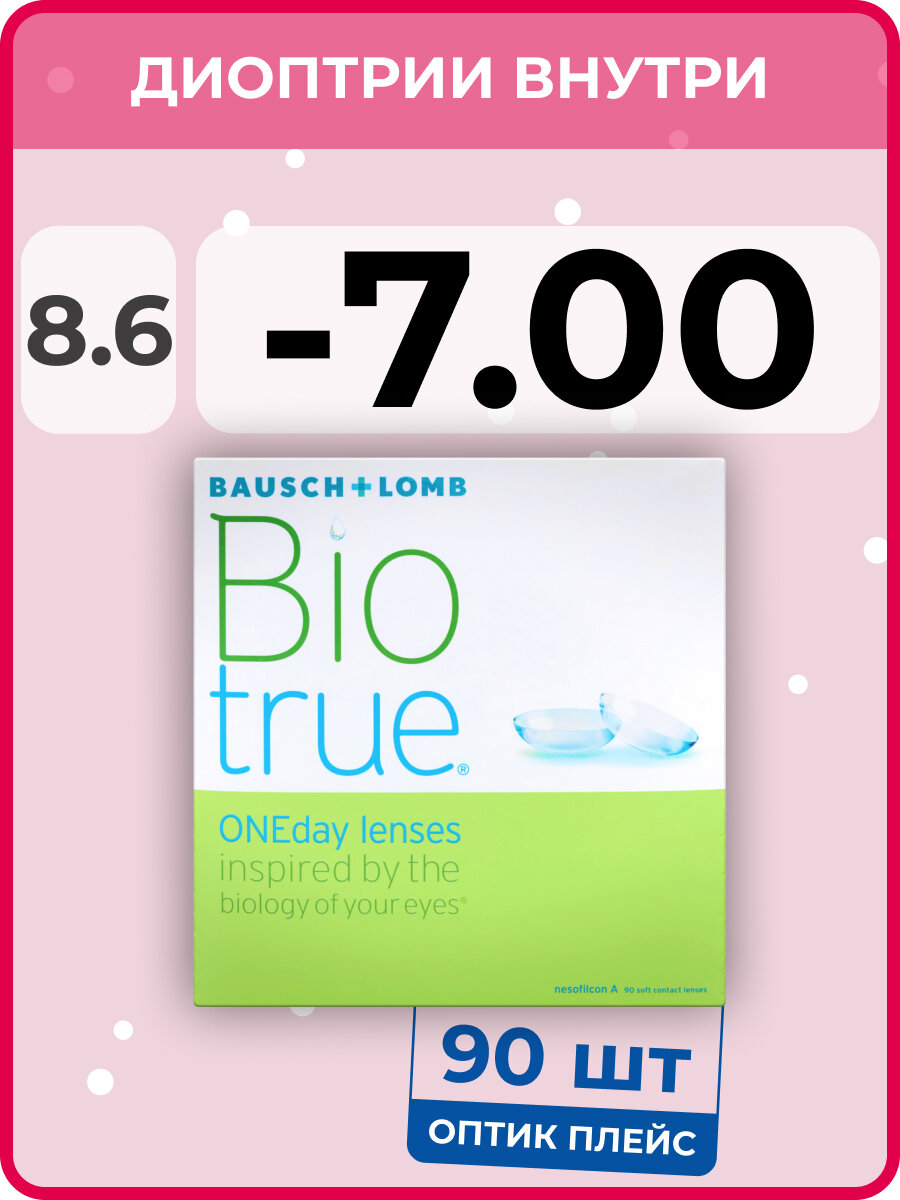 Контактные линзы Bausch & Lomb Biotrue ONEday (90 линз) -7.00 R 8.6