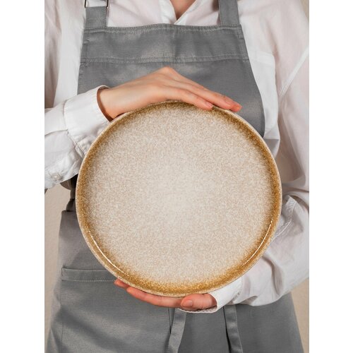 Набор посуды 2 тарелки плоские охра с бортиком 26 см