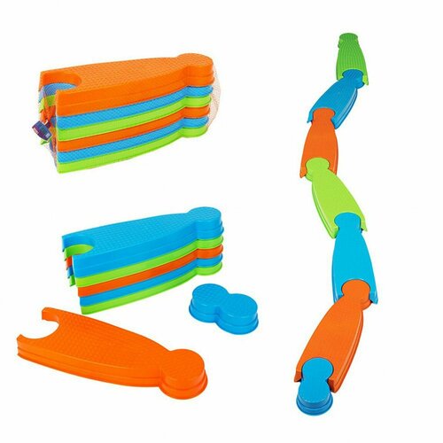 Дорожка балансировочная детская У675 для координации, 7 элементов, 208см, пластик, 3 цвета