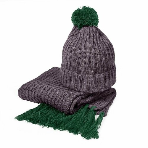 фото Шапка happy gifts gosnow для мужчин и женщин, размер onesize, зеленый, серый