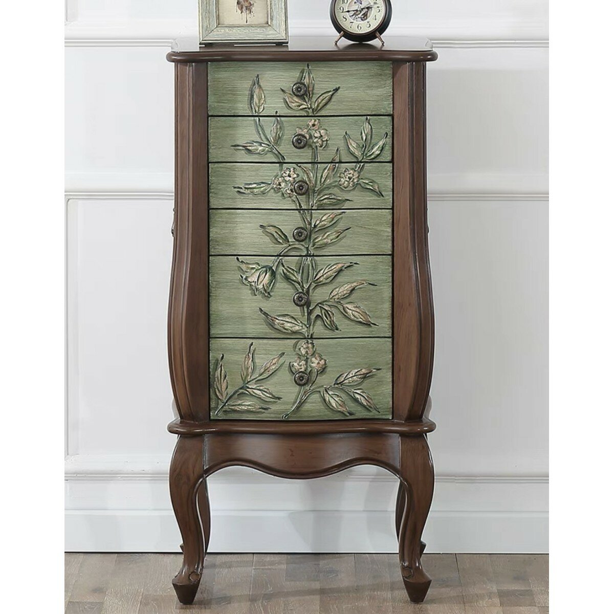 Высокий комод с зеркалом в американском старинном стиле Triana