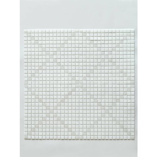 Плитка мозаика стеклянная орнамент ромб белая-светло-серая (уп.10 шт) / на сетке 327х 327 мм / размер квадратика 20x20x4 мм/ толщина 4 мм