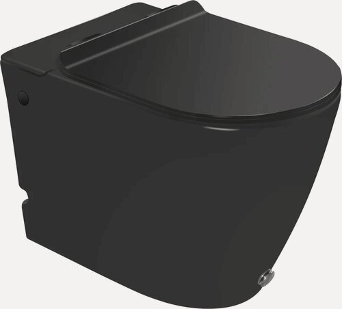 Изображение товара Умный унитаз напольный SantiLine SL-5030МВ с микролифтом, безободковый, антивсплеск, фаянсовый, черный, матовый, овальный, сиденье для унитаза в комплекте