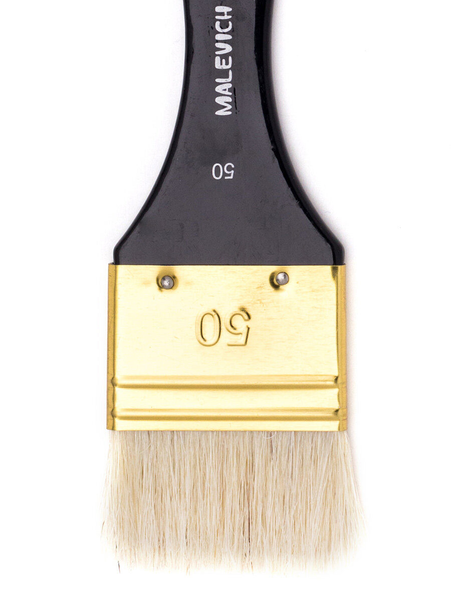 Кисть флейц Малевичъ Henry №50, кисть для рисования, щетина жесткая — фото 1