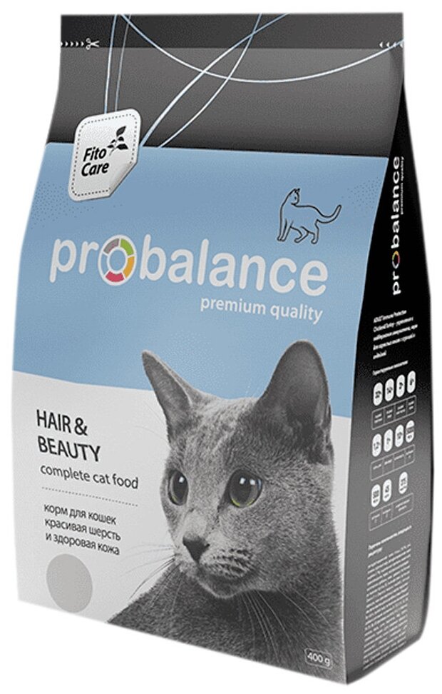 Корм для кошек ProBalance HAIR&BEAUTY сухой для кошек красивая шерсть и здоровая кожа, 400 гр - фотография № 11