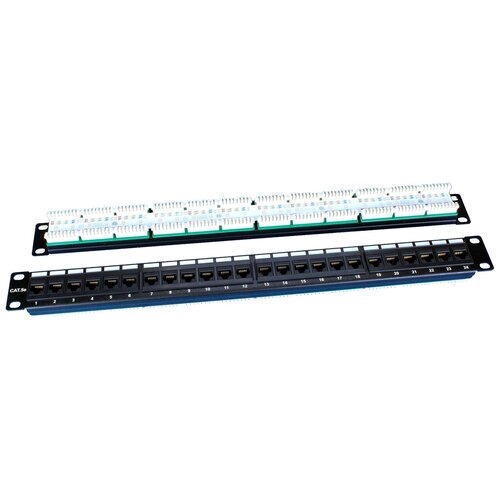 Патч-панель 19' 1U 24 порта RJ45 категория 5e Dual IDC ROHS черный 246095 Hyperline патч панель panduit cppla24wbly 19 1u 24 порта