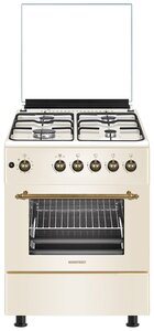 <b>Газовая</b> <b>плита</b> NORDFROST GG 6061 Y, 63 литров, авторозжиг, газ-контроль духовки, бежевый ретро тип ду