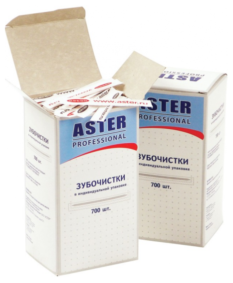 Зубочистки Aster деревянные в индивидуальной бумажной упаковке, 700 шт/уп