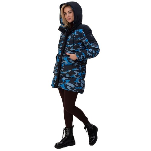 зимняя куртка для женщин casacos femininos inverno 2022 90% толстый длинный белый гусиный пух со съемной широкой талией и молнией Пуховик AVI, размер 42(48RU), синий
