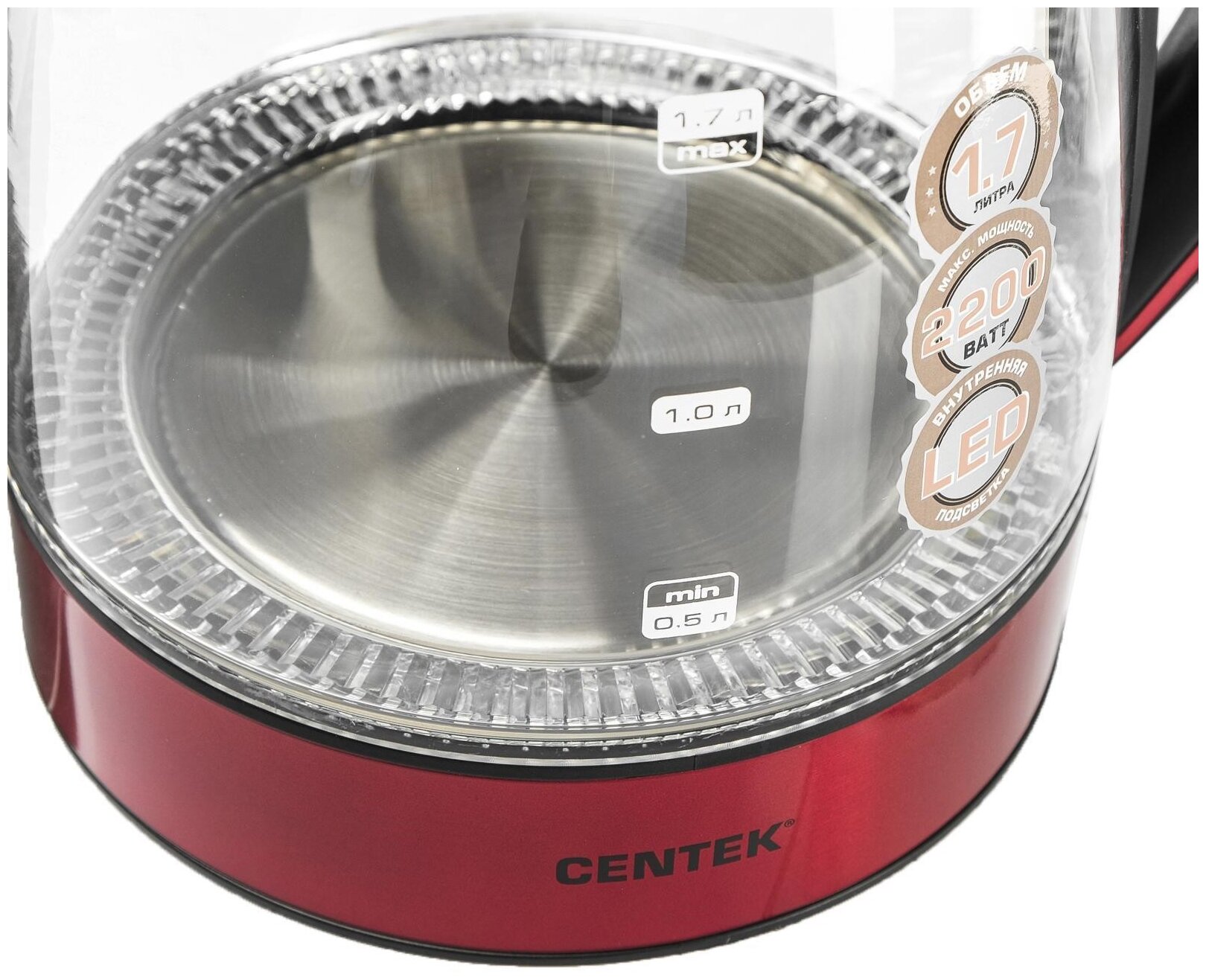 Чайник CENTEK CT-1009, black/red - фото №5