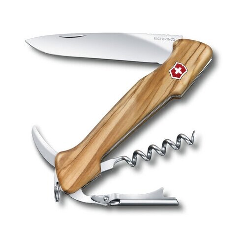 Нож Victorinox Wine Master, 130 мм, 6 функций, оливковое дерево штопор с ножом для удаления фольги walmer wine time пластик
