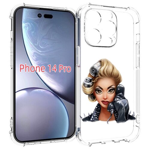 Чехол MyPads девушка-смайлик-с-телефоном женский для iPhone 14 Pro задняя-панель-накладка-бампер