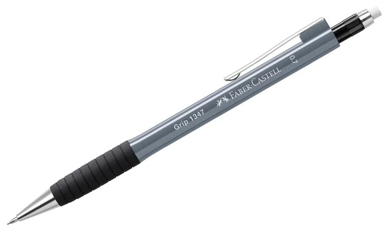 Карандаш механический Faber-Castell "Grip 1347" В, 0,7мм, грип, с ласт., автоподача грифеля, серый