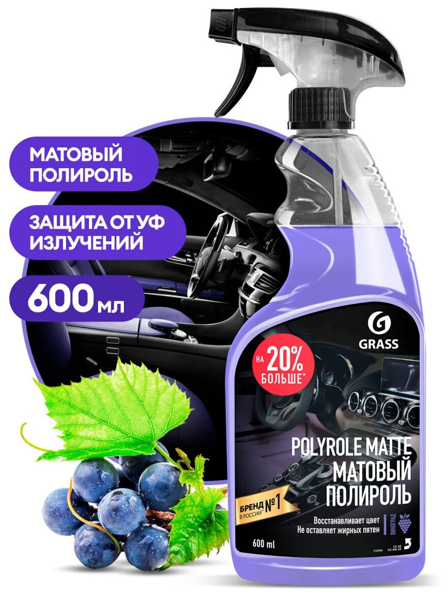 GRASS Полироль-очиститель пластика матовый "Polyrole Matte" "виноград" 06 мл