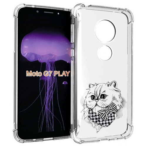 Чехол MyPads нарисованная красивая кошечка для Motorola Moto G7 Play задняя-панель-накладка-бампер