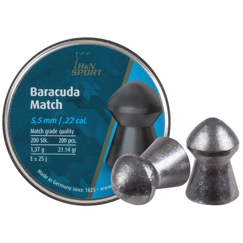 Пули H&N Baracuda Match 5,53 мм, 1,37 грамм, 200 штук пульки hn baracuda match 5 5 мм 5 51 200 шт pb401 h