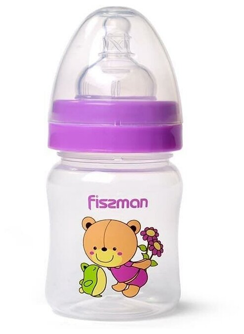 Бутылочка Fissman для кормления 120 мл, цвет фиолетовый (пластик) (6885)