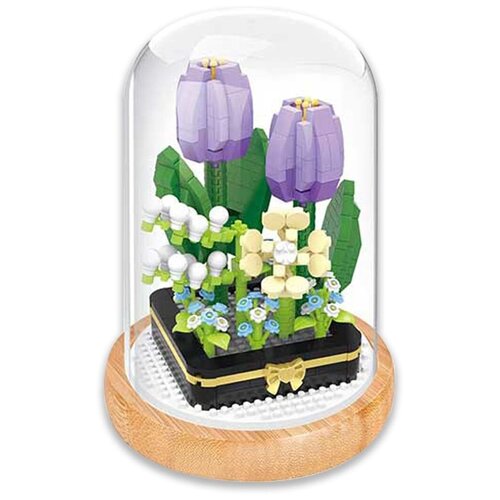 Конструктор в колбе Wisehawk Фиолетовые тюльпаны 531 деталь NO. 2778 Purple tulips Flower Series