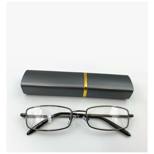 Очки-лекторы готовые с диоптриями "ручка"(широкая) серые в футляре, диоптрия +3,5, РЦ 62-64 мм