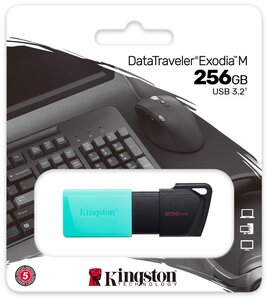 Флеш Диск Kingston 256Gb DataTraveler Exodia M DTXM/256GB USB3.0 черный/зеленый