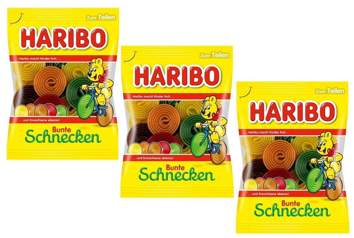 Мармелад Haribo Bunte Schnecken - Разноцветные улитки (3 шт. х 175 гр.)