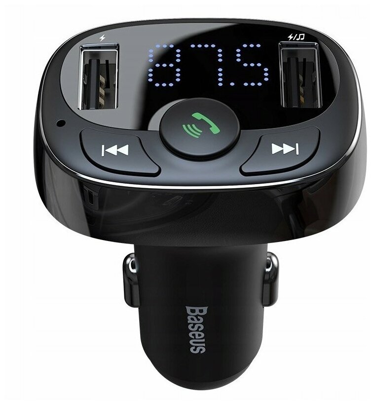 Автомобильное зарядное устройство для телефона в прикуриватель / FM трансмиттер /Baseus T typed S-09A wireless MP3 car charger