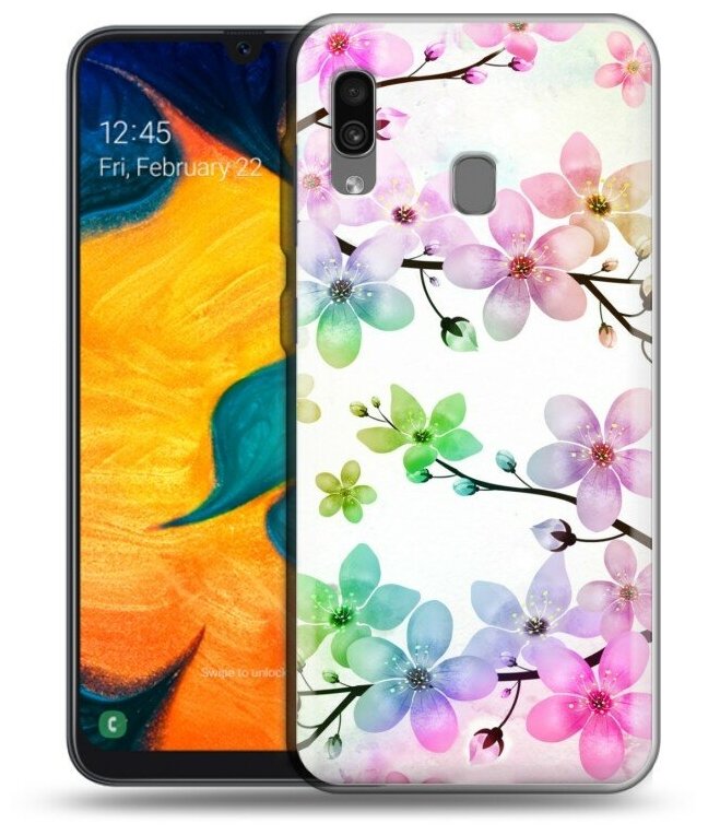 Дизайнерский силиконовый чехол для Самсунг А30 / Самсунг А20 Органические цветы