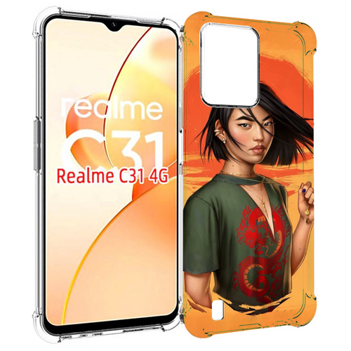 Чехол MyPads девушка-в-оранжевом-фоне женский для OPPO Realme C31 задняя-панель-накладка-бампер