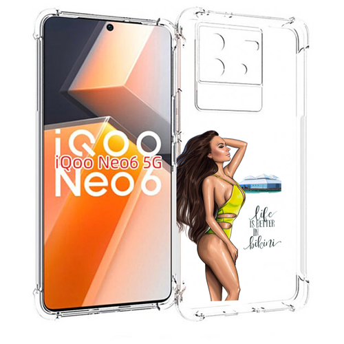Чехол MyPads Девушка-в-купальнике для Vivo iQoo Neo 6 5G задняя-панель-накладка-бампер