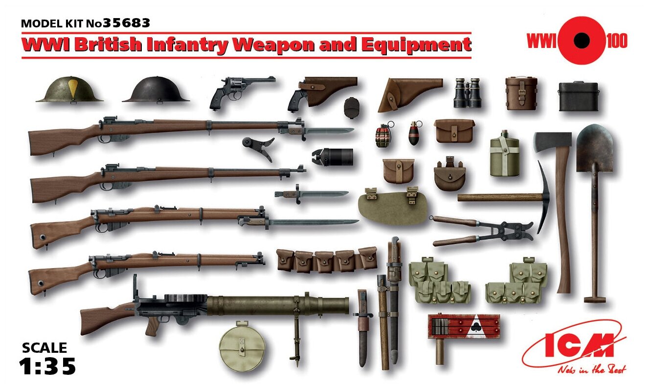 ICM Сборная модель WWI British Infantry Weapon and Equipment, 1/35