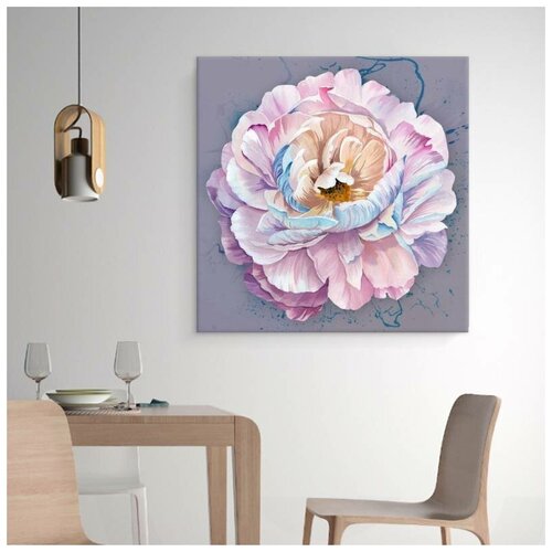 Картина интерьерная на холсте в гостиную/зал/спальню "Розовый цветок", холст на подрамнике, 30х30 см