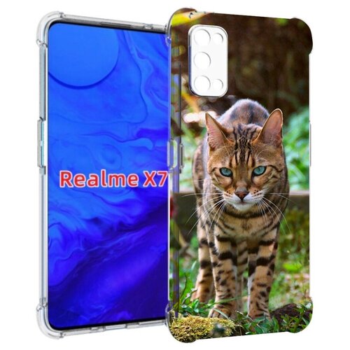 Чехол задняя-панель-накладка-бампер MyPads порода кошка бенгальская для Realme X7