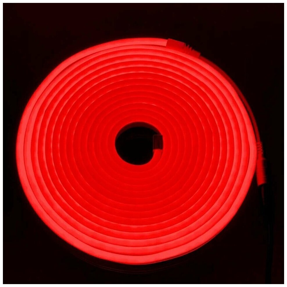 Неоновая светодиодная лента 5м, 12V, IP67 / цвет красный - фотография № 3