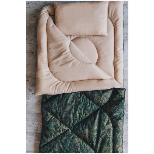 фото Спальный мешок на молнии с подушкой. армейский спальный мешок зимний на молнии 215х90 см без капюшона ol-texstil