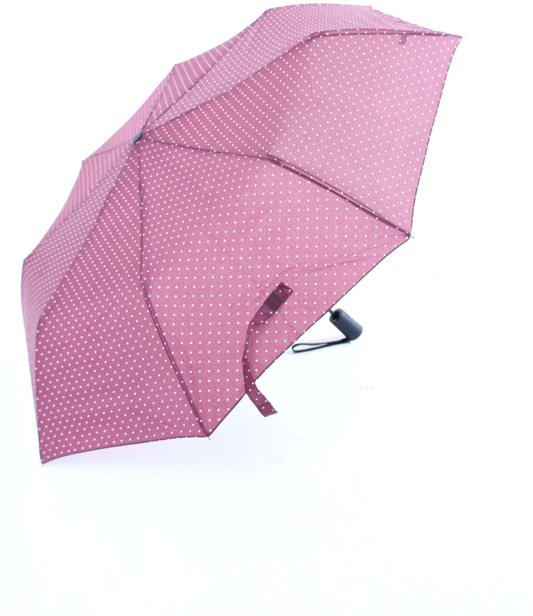 Зонт женский, зонт полуавтомат, AltroMondo 013, складной, прочный, стильный, 8 спиц, красный, мелкий горошек