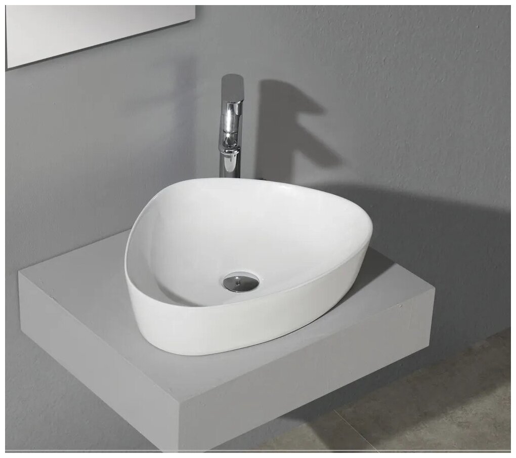 Раковина для ванной. Раковина накладная CeramaLux 9386 белый без перелива - фотография № 3