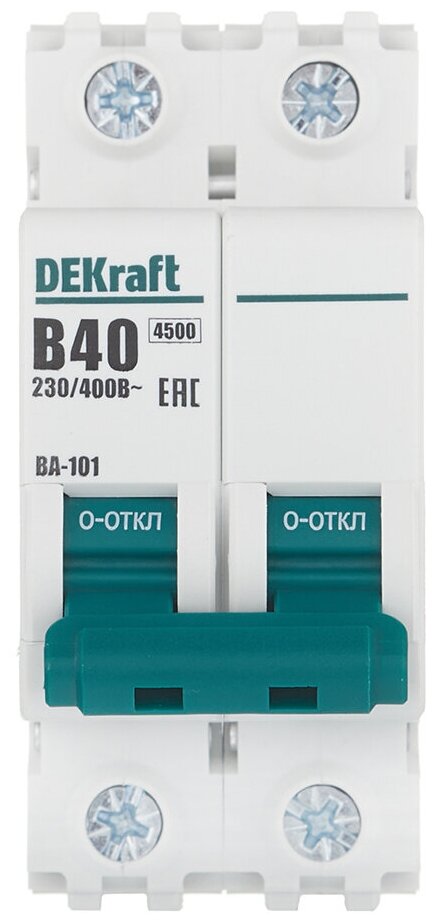 ВА-101 11024DEK Автоматический выключатель двухполюсный 63А (4.5 кА, B) Упаковка (6 шт.) DEKraft - фото №2