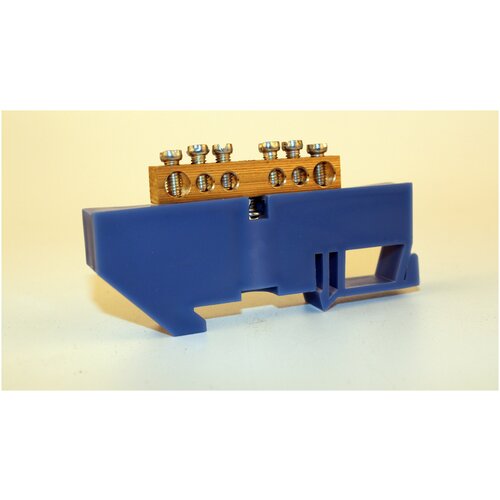 Комплект для электрощитка( Шины нулевые на синем и желтом DIN-изоляторе SEAMARK 6x9-6 отверстия