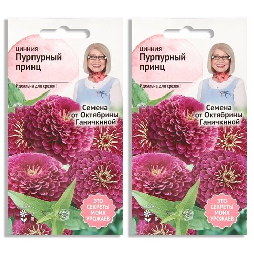 Набор семян Цинния Пурпурный принц 0.5 г - 2 уп, семена однолетних цветов
