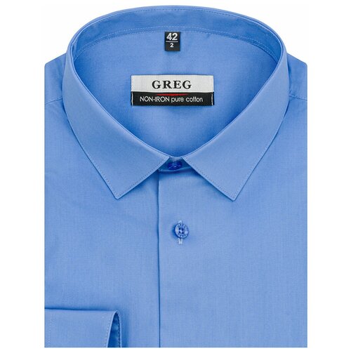 Рубашка мужская длинный рукав GREG 230/231/4520/Z, Полуприталенный силуэт / Regular fit, цвет Голубой, рост 174-184, размер ворота 42