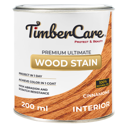 Масло для дерева и мебели TimberCare Wood Stain, быстросохнущие масла для дерева, пропитка для дерева для внутренних работ, Корица Cinnamone 0.2 л