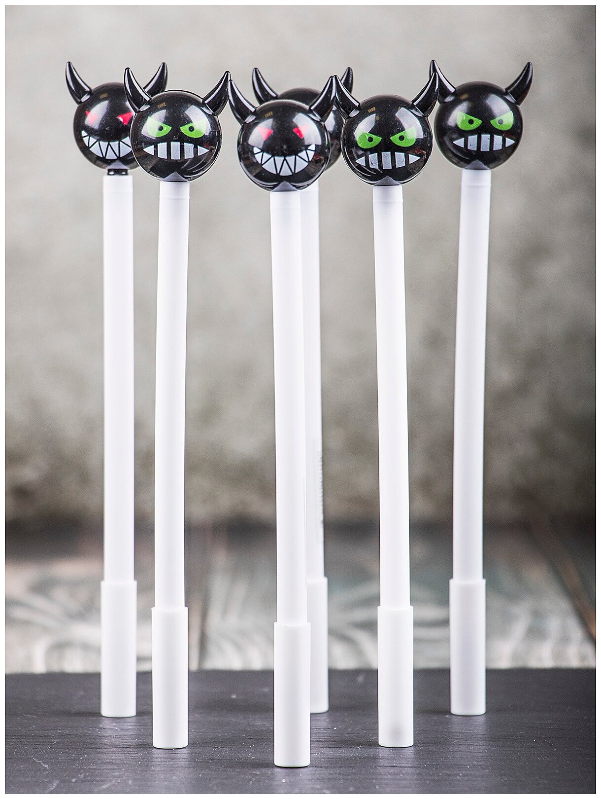 Ручка гелевая Чертята Набор 6 шт Белые — фото 1