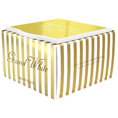 Выравнивающая цвет кожи лица тканевая маска для лица Quality first Grand White 32